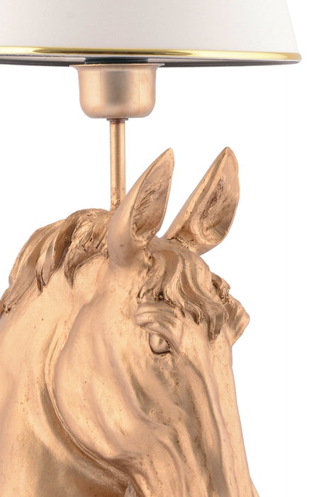 Opviq Lámpara de Mesa Horse - Blanco y Dorado